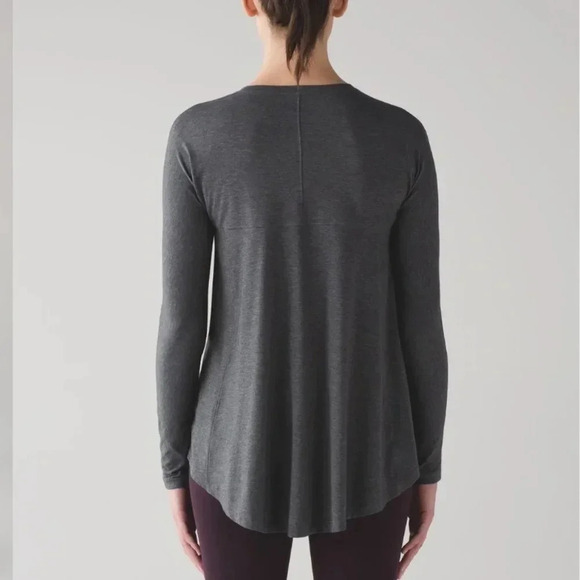Lululemon Acadia Gray Long Sleeve Pima Cotton Hi Low Flare Hem Small - Picture 10 of 15